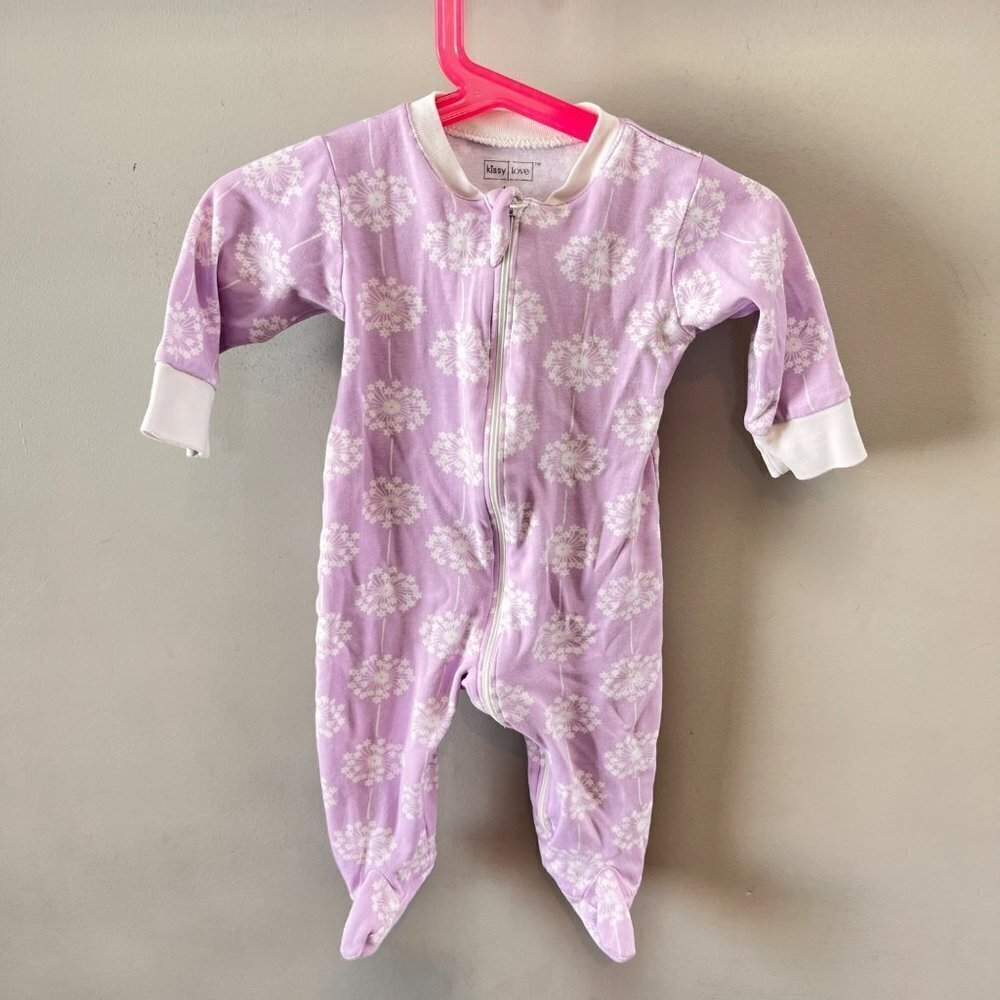 Kissy Kissy Baby Girl One Piece Lilac Floral Print Footies- Size 6-9m‎